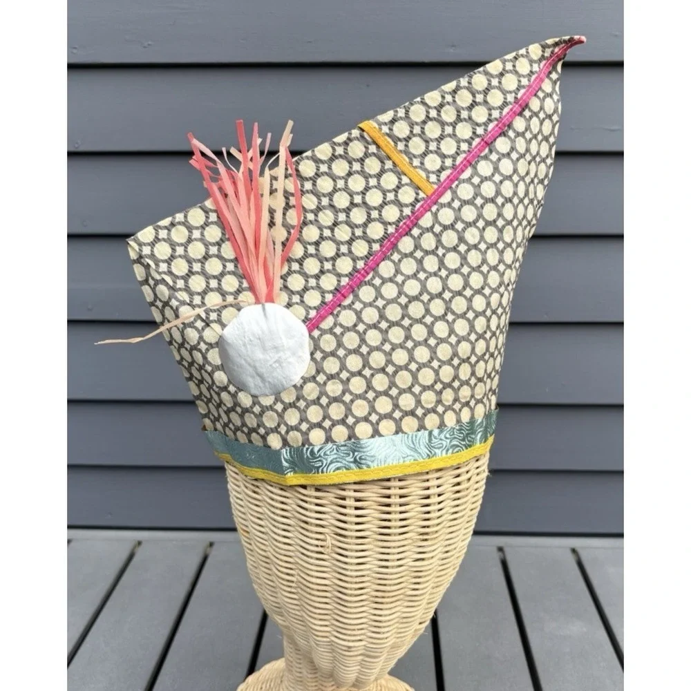 Vintage vibrant colorful crepe paper party hats 1930's unused deadstock USA